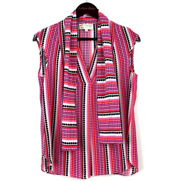 Maison Common Munich Womens Pink Polka Dot Sleeveless Blouse Sz 38 US M 1201R3 - Picture 2 of 12